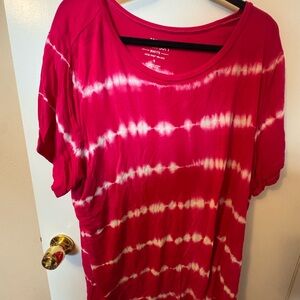 torrid Hot Pink & White Tie-Dye Short Sleeve Top